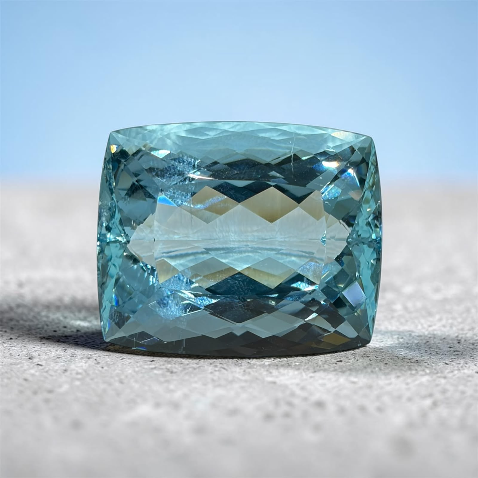 Large cushion-cut aquamarine